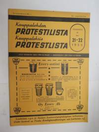 Kauppalehden protestilista - Kauppalehtis protestlista 1955 nr 21-22, ilmetynyt 23.5.1955 -unpaid debts and dues, published in special credit-paper