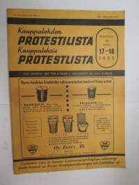 Kauppalehden protestilista - Kauppalehtis protestlista 1955 nr 17-18, ilmetynyt 25.4.1955 -unpaid debts and dues, published in special credit-paper