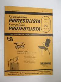 Kauppalehden protestilista - Kauppalehtis protestlista 1955 nr 3-4, ilmetynyt 17.1.1955 -unpaid debts and dues, published in special credit-paper