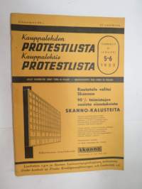 Kauppalehden protestilista - Kauppalehtis protestlista 1955 nr 5-6, ilmestynyt 31.1.1955 -unpaid debts and dues, published in special credit-paper