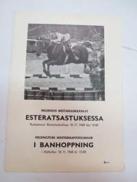 Helsingin mestaruuskilpailut esteratsastuksessa / Helsingfors mästerskapstävlingar i banhoppning - Ruskeasuon Ratsastushallissa 10.11.1968 -Helsinki horse riding