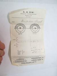 Dr. M. Zewi - Specialist i ögonsjukdomat -silmälasimääräys, 28.10.1953 -eye glass prescription