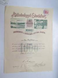 Aktiebolaget Stockfors - Aktiebref å tvåtusen (2.000) finska mark nr 0405, herr E. Olaf Bülow, 1903 -osakekirja -share / stock certificate (forest industry)