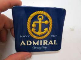 Admiral - Navy cut - Strengberg -alkuperäinen kohtuukuntoinen peltirasia - huomaa kupera muoto! -tobacco tin box