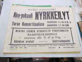 Suuret kansalliset Åke-pokaali nyrkkeilyt Turun konserttisalissa 1.3-2.3.1959 -juliste / poster