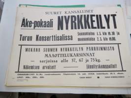 Suuret kansalliset Åke-pokaali nyrkkeilyt Turun konserttisalissa 1.3-2.3.1959 -juliste / poster