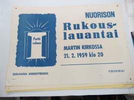 Nuorison Rukouslauantai Martin kirkossa 21.2.1959 -juliste / poster