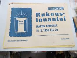 Nuorison Rukouslauantai Martin kirkossa 21.2.1959 -juliste / poster