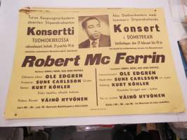 Konsertti Tuomiokirkossa - Konsert i Domkyrkan / Robert McFerrin - maailmankuuluisa Metropolitan-oopperan neekeribarytoni, 21.2.1959 -juliste / poster