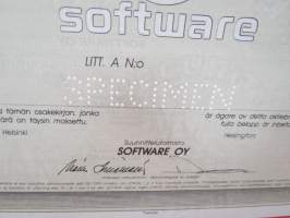 Software Oy, Helsinki, Litt. A 5 osaketta a 150 mk 750 mk -osakekirja
