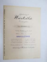 Aktiebolaget Wärtsilä Osakeyhtiö, 50 osaketta á 300 mk aktiebrev å 50 aktier á 300 mark, 15 000 mk,  Värtsilä 1935 -osakekirja / share certificate