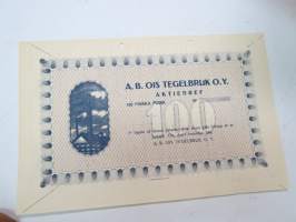 Ab Ois Tegelbruk Oy, Ois (Oitti) 100 mk -osakekirja / share certificate