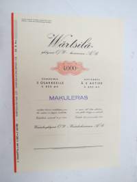 Wärtsilä-Yhtymä Oy - concernen Ab, Värtsilä 1941, 5 osaketta á 800 mk -osakekirja / share certificate