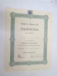Rautsi & Manner Oy, Helsinki 1946, 1000 mk, osakekirja nr 110 Johtaja Jorma Rautsi -share certificate