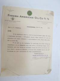 Finnish-American Oil Company Oy Ab (Sinclair-Union Petroleum Company), Helsingfors 18.1.1929 -asiakirja / business document