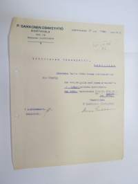P. Saikkonen Oy, 31.5.1923 Sortavala -asiakirja / business document