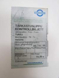 Matkahuolto tarkastuslippu / Kontrollbiljett 22.10.2005 -matkalippu / travel ticket