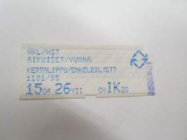 HKL/HST Aikuiset/Vuxna - Kertalippu 1101/95 nr 204624 -matkalippu / travel ticket