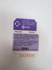 YTV Kertaseutulippu 2000 nr 2414836 Aikuiset/Vuxna - matkalippu / travel ticket