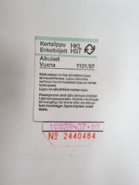 HKL/HST Helsinki 1101/87 Kertalippu - Enkelbilljett nr 2440484 Aikuiset/Vuxna - matkalippu / travel ticket
