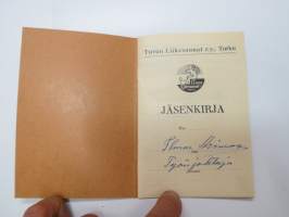 Turun Liikesaunat ry - Turku - jäsenkirja Ilmari Arimaa, jäsenkirja v. 1955 -membership book of a sauna club