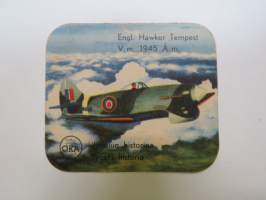 OKA - Ilmailun historiaa / Flygets historia - Hawker Tempest -keräilykortti, kahvipaketissa ollut, kahvipakettikortti -coffee package collectible card