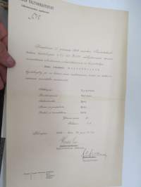 Valtionrautatiet - Valtionrautateiden alustava virkatutkinto 13.6.1924 Eino Johannes Silvennoinen -certificate of State Railways courses