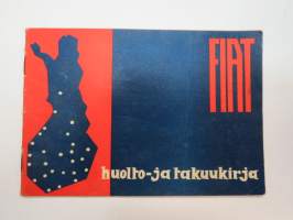 Fiat 1100 De Luxe huolto- ja takuukirja 1960 -automobile service & warranty booklet