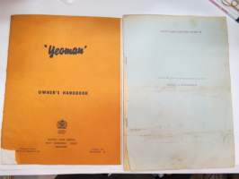 Yeoman grden tractor - Owner´s handbook -maajyrsimen (puutarhajyrsin) käyttöohjekirja + varaosaluettelo (ei moottorista) -alkuperäinen englanninkielinen sekä