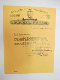 Oljeraffineriet Atlantic A/S, Aalesund, den 25.2.1931 - Finska Sågblads fabriken, Tammerfors - Suomen Sahanterätehdas, Tampere -asiakirja -business document