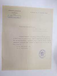 Finlands Konsulat i Stockholm, 10.12.1918, Suomen Sahanterätehdas Oy, Tampere -asiakirja -business document