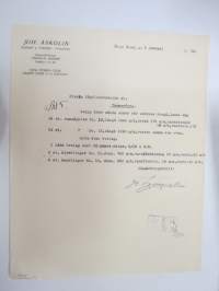 Joh. Askolin, Borgå & Forsby, 4.1.1936 - Suomen Sahanterätehdas Oy, Tampere -asiakirja -business document