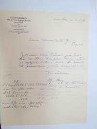 Pöyrynkosken Mylly- ja Sahalaitos, Revonlahti, 12.2.1921 - Suomen Sahanterätehdas Oy, Tampere -asiakirja, allekirjoitus Anton Lisko -business document