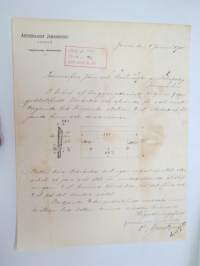 Aktiebolaget Jämsänkoski, Jämsä, 8.1.1900 - Suomen Sahanterätehdas Oy / Finska Sågblads Aktiebolag, Tampere -asiakirja, allekirjoitus O. Genetz -business document