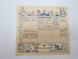 Valistus -lukujärjestys 1945-1946 -school timetable