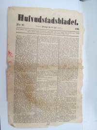 Hufvudstadsbladet Måndagen den 23 April 1866, innehåller bl.a följande artiklar / reklam / notiser; Rörande Mordattentat mot H.M:  Kejsaren ha vi..., Preussens