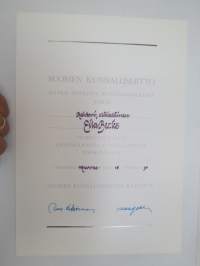 Suomen Kunnallisliitto - Hopeinen kunniamerkki - Eila Becks -myöntökirja -certificate, Finnish Communes Union