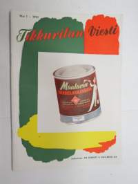 Tikkurilan Viesti 1951 nr 1 -asiakaslehti, sisältää mm. asiapitoisia ammattiartikkeleita maalaus- suojaus- ja pinnoitustöistä ja materiaaleista -customer