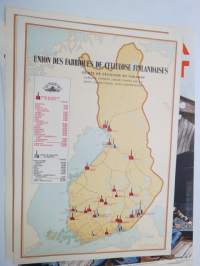 Union des Fabriques de Cellulose Finlandaises - Usines de cellulose en Finlande 1956 -kartta, ranskankielinen - map in french