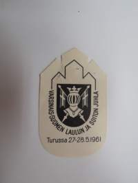 Varsinais-Suomen laulun ja soiton juhla Turussa 27-28.5.1961 -pääsylippu / entrance ticket