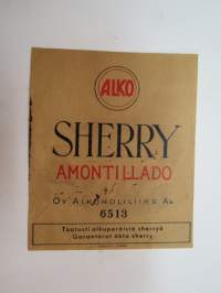 Sherry Amontillado 6513 - Oy Alkoholiliike Ab - etiketti / label