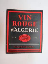 Vin Rouge d´Algérie 702 - Oy Alkoholiliike Ab - etiketti / label