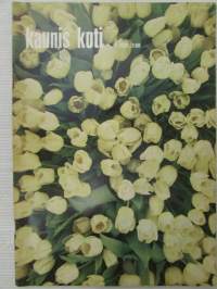 Kaunis Koti 1966 nr 4, sis. mm. seur. artikkelit / kuvat / mainokset; Kansikuva Maire Revell ja Claire Aho, Taidemaalari Kauko Lehtinen, Uima-allas yleistyvää