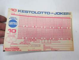 Lottokuponki 10 Kestolotto ja Jokeri nr 6530824 -Lotto-coupon
