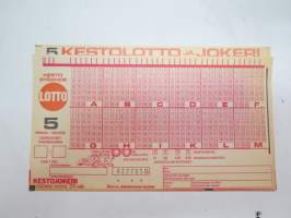 Lottokuponki 5 Kestolotto ja Jokeri nr 9227050 -Lotto-coupon