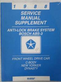 Chrysler Service Manual Supplement - AntiLock Brake System Bosch ABS-3 - Front Wheel Drive Car, C-Body, New Yorker, Dynasty