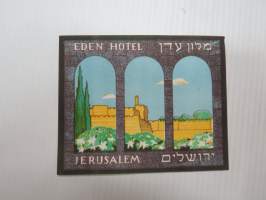 Eden Hotel - Jerusalem -matkalaukkumerkki / hotellimerkki - luggage tag