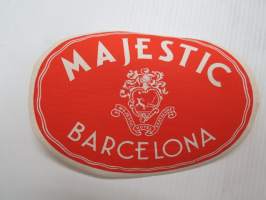 Hotel Majestic, Barcelona -matkalaukkumerkki / hotellimerkki - luggage tag