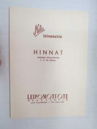 Nela leivonnaisia - Leipomotuote Oy, Lahti hinnasto 1.2.1954 -price list