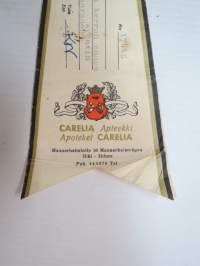 Carelia Apteekki - Apoteket Carelia, Helsinki, 2.5.1961 -apteekkiresepti / signatuuri -pharmacy label
